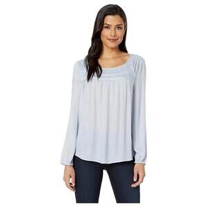 Vince Camuto Womens Long Sleeve Ruched Smock Yoke Rayon Twill Blouse Size L